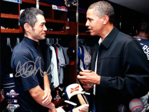 イチロー選手直筆サイン w/オバマ大統領マリナーズフォト