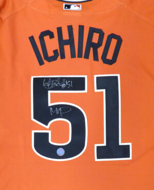 イチロー直筆サイン　#51 &MVP書き込み入り　Orange 2007 ALL-STAR Majestic Cool Base Jersey　XL