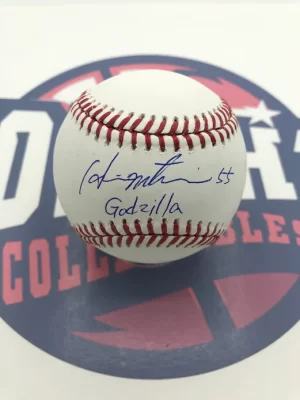松井秀喜　NYヤンキース　直筆サインw/ #55&Godzilla書き込み入りＭＬＢボール　JSA鑑定書付き