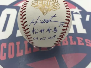 松井秀喜NYヤンキース直筆サイン　w/ #55&KANJI&09 WS MVP書き込み入り2009WSボール　JSA鑑定書付き SOLD-OUT