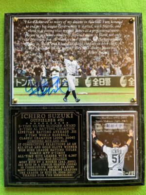 イチローICHIRO直筆サイン入り2019引退記念生涯スタッツ入りプラーク