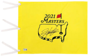 松山英樹プロ直筆サイン2021MASTERSオフィシャルゴルフピンフラッグ　BECKETT鑑定証付き