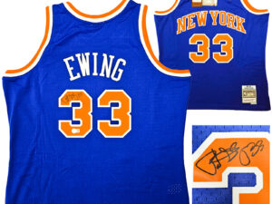 パトリック・ユーイング　PATRIC EWING#33　直筆サインBLUE Michlle&Ness 1991-92 Swingman Jersey L・XL  Beckett 鑑定証ホログラム付き