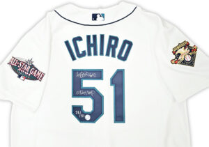 イチロー直筆サイン#51背番号&01 ROY/MVP書き込み入り SEATTLE MARINERS 2001 ALL STAR PATCH  MITCHELL&NESS JERSEY 48 　イチロー証明書＆イチローホログラム付き - 画像 (2)