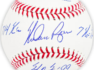 ノーラン・ライアンNolan Ryan直筆サイン 4stats . 7 No Hitter/HOF99/ 5714 Ks/ 324 Wins/ 書き込み入りMLBボール　 Ryan Hologram&Beckett鑑定ホログラム付き