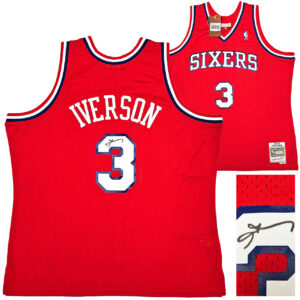 アレン・アイバーソンALLEN IVERSON#3 フィラデルフィア76ers Mitchell&Ness Red 2002-03モデル Swingman Jersey Beckett鑑定証ホログラム付き