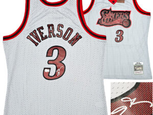 アレン・アイバーソンALLEN IVERSON#3 フィラデルフィア76ers Mitchell&Ness 1997-98モデル White Swingman Jersey Beckett鑑定証ホログラム付き