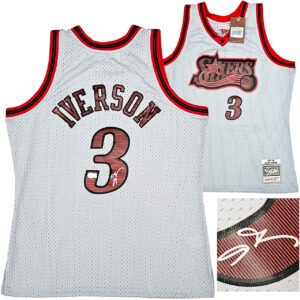 アレン・アイバーソンALLEN IVERSON#3 フィラデルフィア76ers Mitchell&Ness 1997-98モデル White Swingman Jersey Beckett鑑定証ホログラム付き