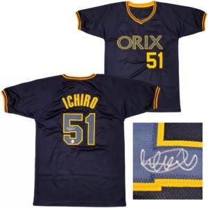 イチロー＃51直筆サイン入りオリックスブルーウェーブレプリカオルタネイトNavyユニホーム