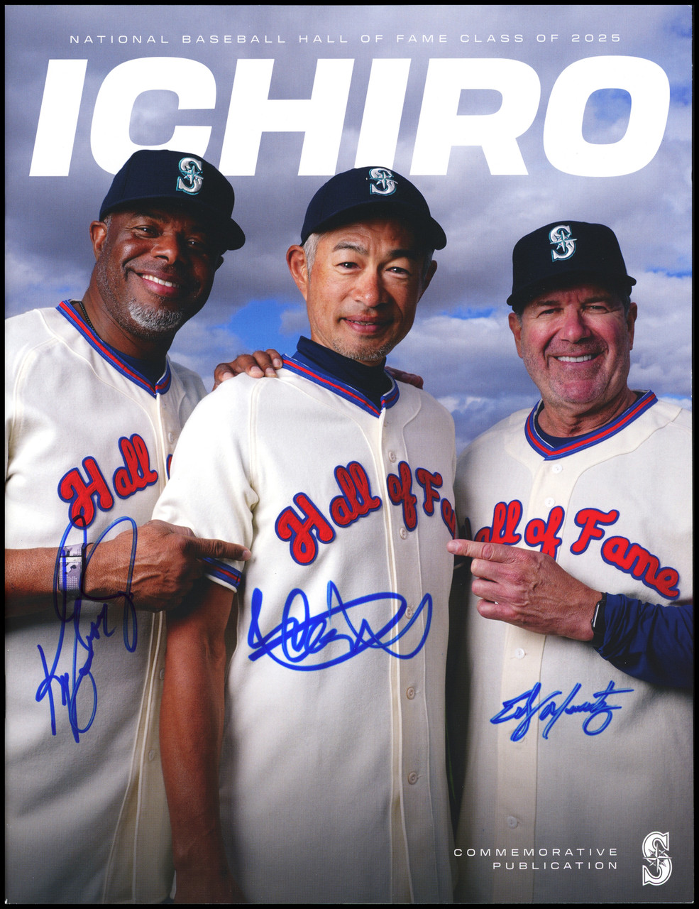 ケングリフィーJr ・イチロー・エドガーマルチネス Seattle Mariners殿堂記念直筆サイン&書き込み入り2025 HOFマガジン Beckett